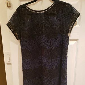 Loft - Ann Taylor Lace Dress -Black/Dark Blue